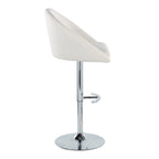 Matisse High Back Adjustable Barstool - Set of 2 - Chrome Metal, Cream Fabric