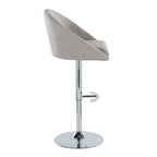 Matisse High Back Adjustable Barstool - Set of 2 - Chrome Metal, Grey Fabric