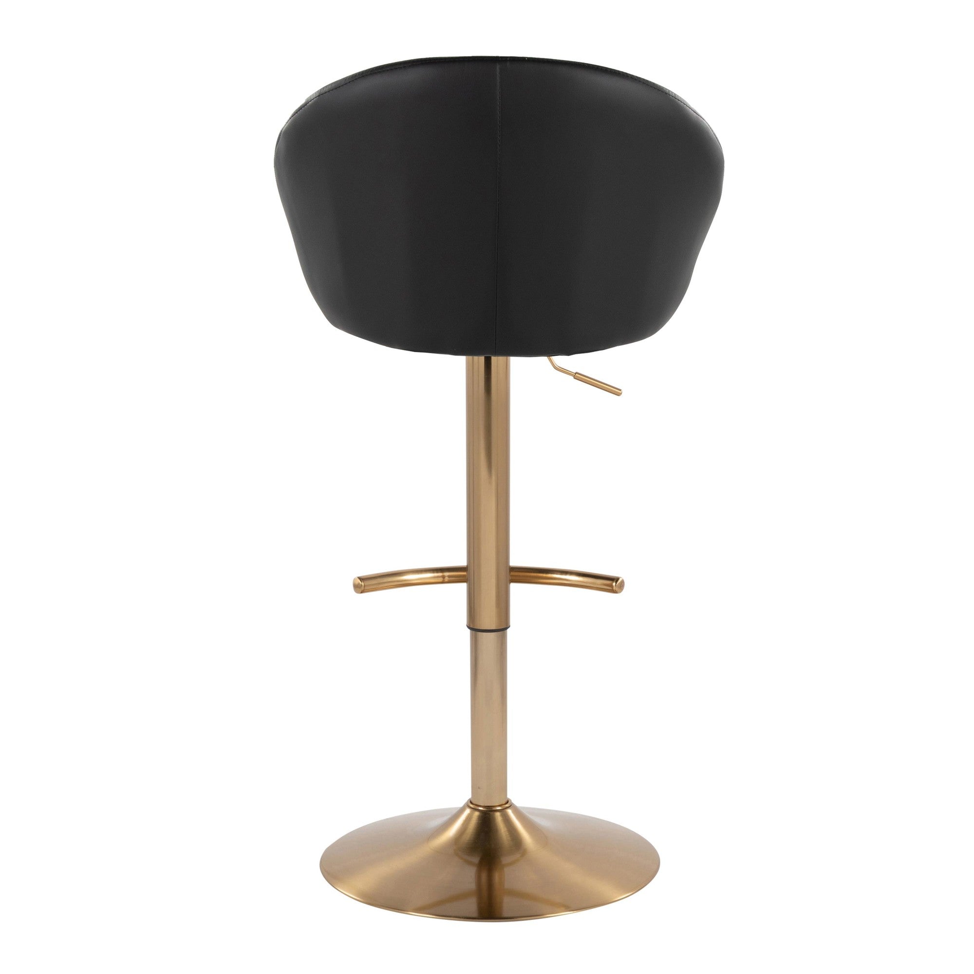 Matisse High Back Adjustable Barstool - Set of 2 - Gold Metal, Black PU