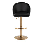 Matisse High Back Adjustable Barstool - Set of 2 - Gold Metal, Black PU