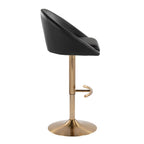 Matisse High Back Adjustable Barstool - Set of 2 - Gold Metal, Black PU