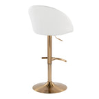 Matisse High Back Adjustable Barstool - Set of 2 - Gold Metal, White PU