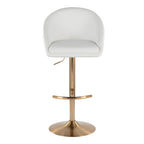Matisse High Back Adjustable Barstool - Set of 2 - Gold Metal, White PU