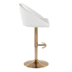 Matisse High Back Adjustable Barstool - Set of 2 - Gold Metal, White PU