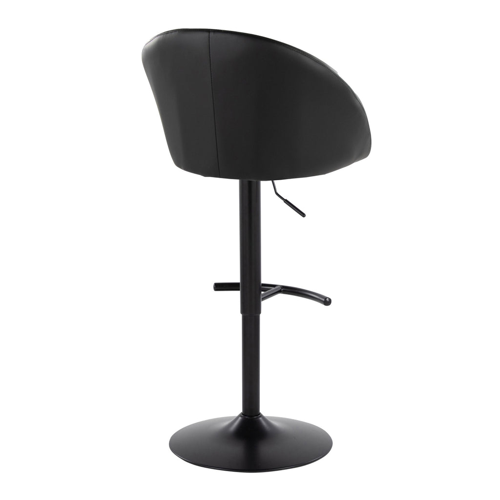 Matisse High Back Adjustable Barstool - Set of 2 - Black Metal, Black PU