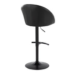 Matisse High Back Adjustable Barstool - Set of 2 - Black Metal, Black PU
