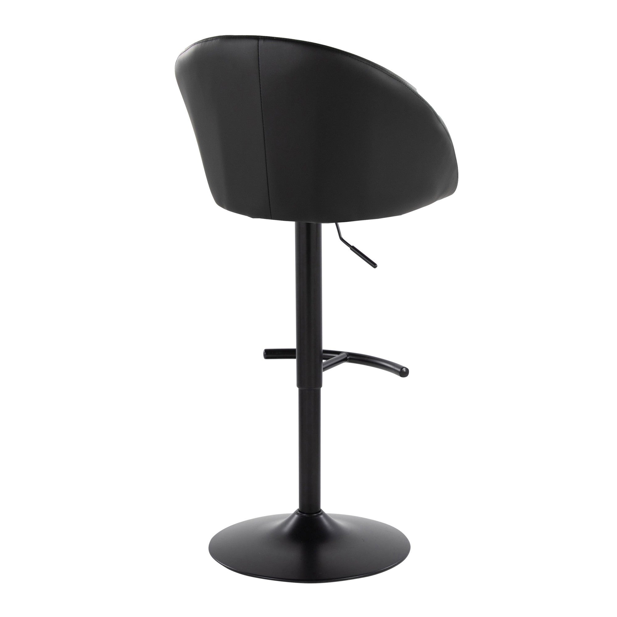 Matisse High Back Adjustable Barstool - Set of 2 - Black Metal, Black PU