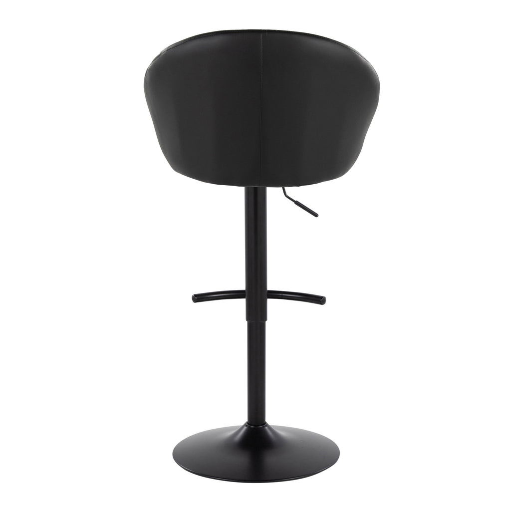 Matisse High Back Adjustable Barstool - Set of 2 - Black Metal, Black PU