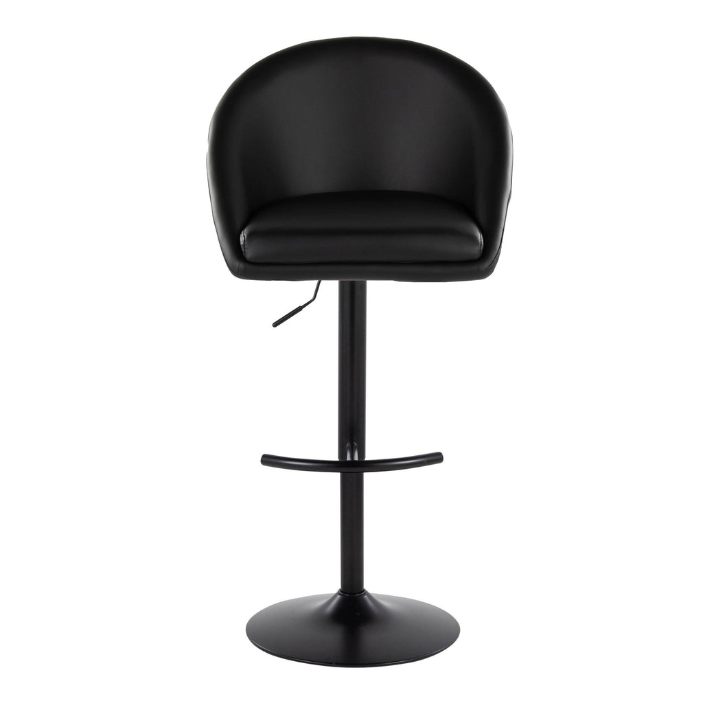 Matisse High Back Adjustable Barstool - Set of 2 - Black Metal, Black PU