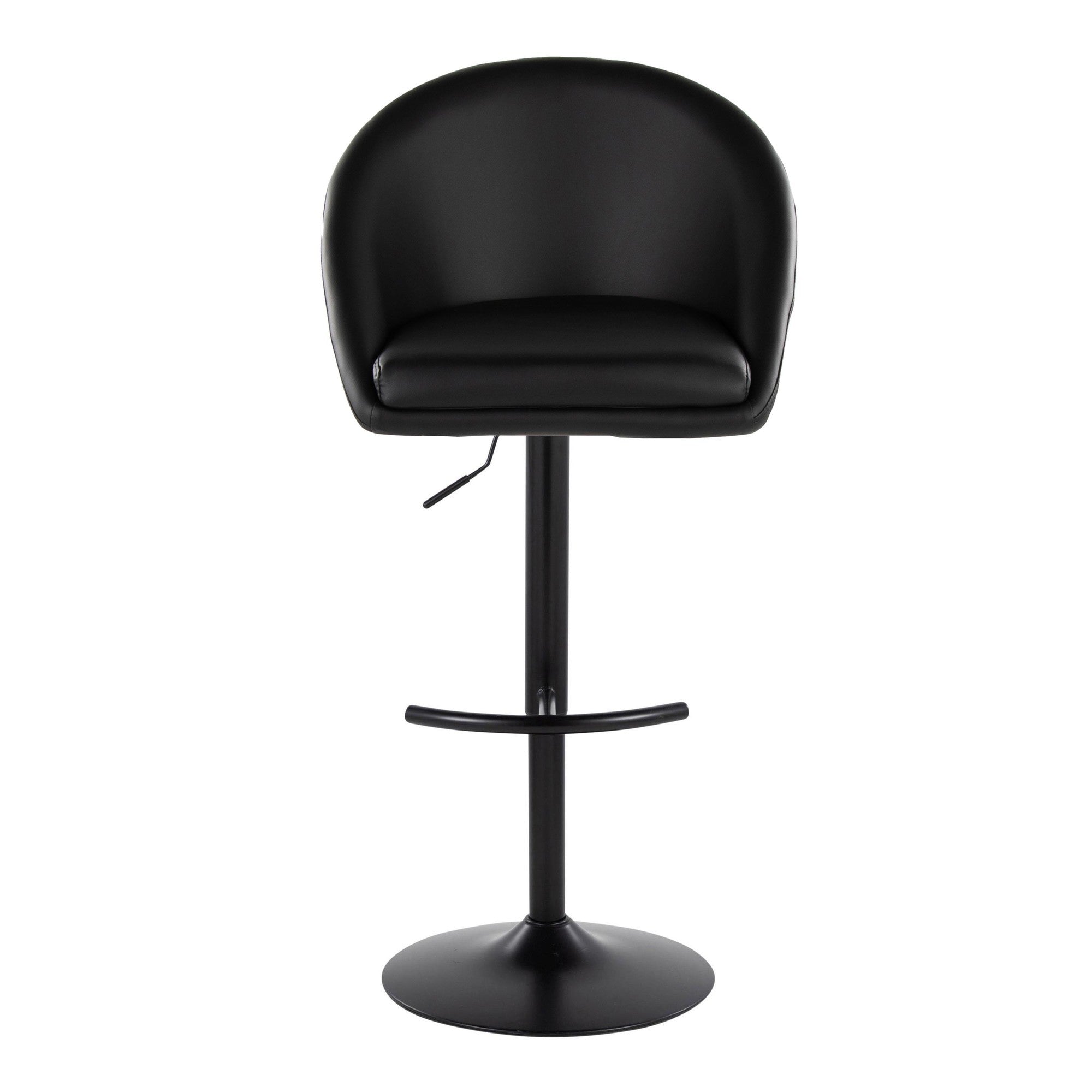 Matisse High Back Adjustable Barstool - Set of 2 - Black Metal, Black PU