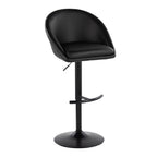 Matisse High Back Adjustable Barstool - Set of 2 - Black Metal, Black PU