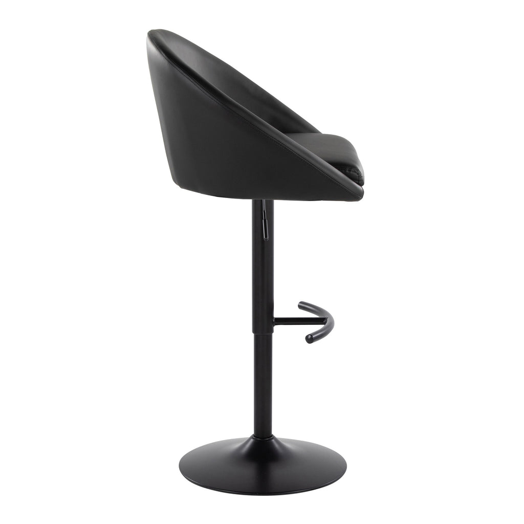 Matisse High Back Adjustable Barstool - Set of 2 - Black Metal, Black PU