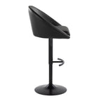 Matisse High Back Adjustable Barstool - Set of 2 - Black Metal, Black PU