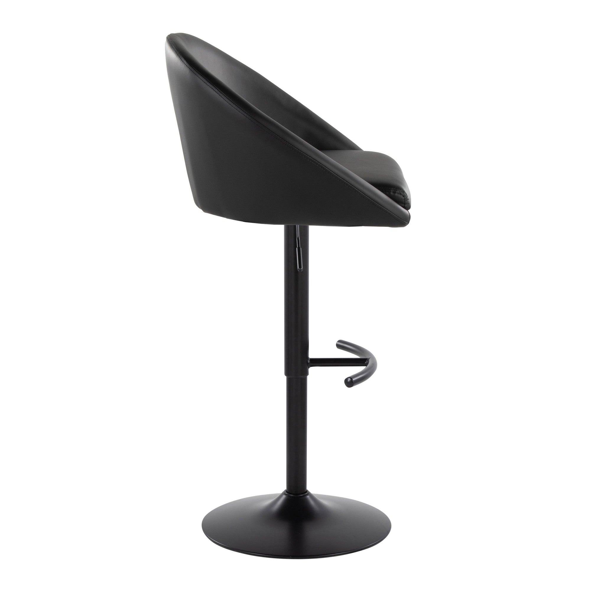 Matisse High Back Adjustable Barstool - Set of 2 - Black Metal, Black PU