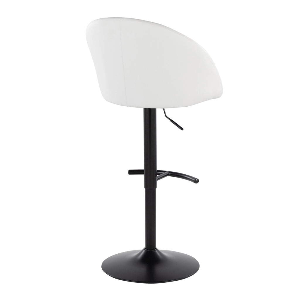 Matisse High Back Adjustable Barstool - Set of 2 - Black Metal, White PU
