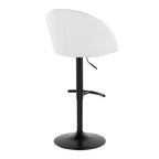 Matisse High Back Adjustable Barstool - Set of 2 - Black Metal, White PU
