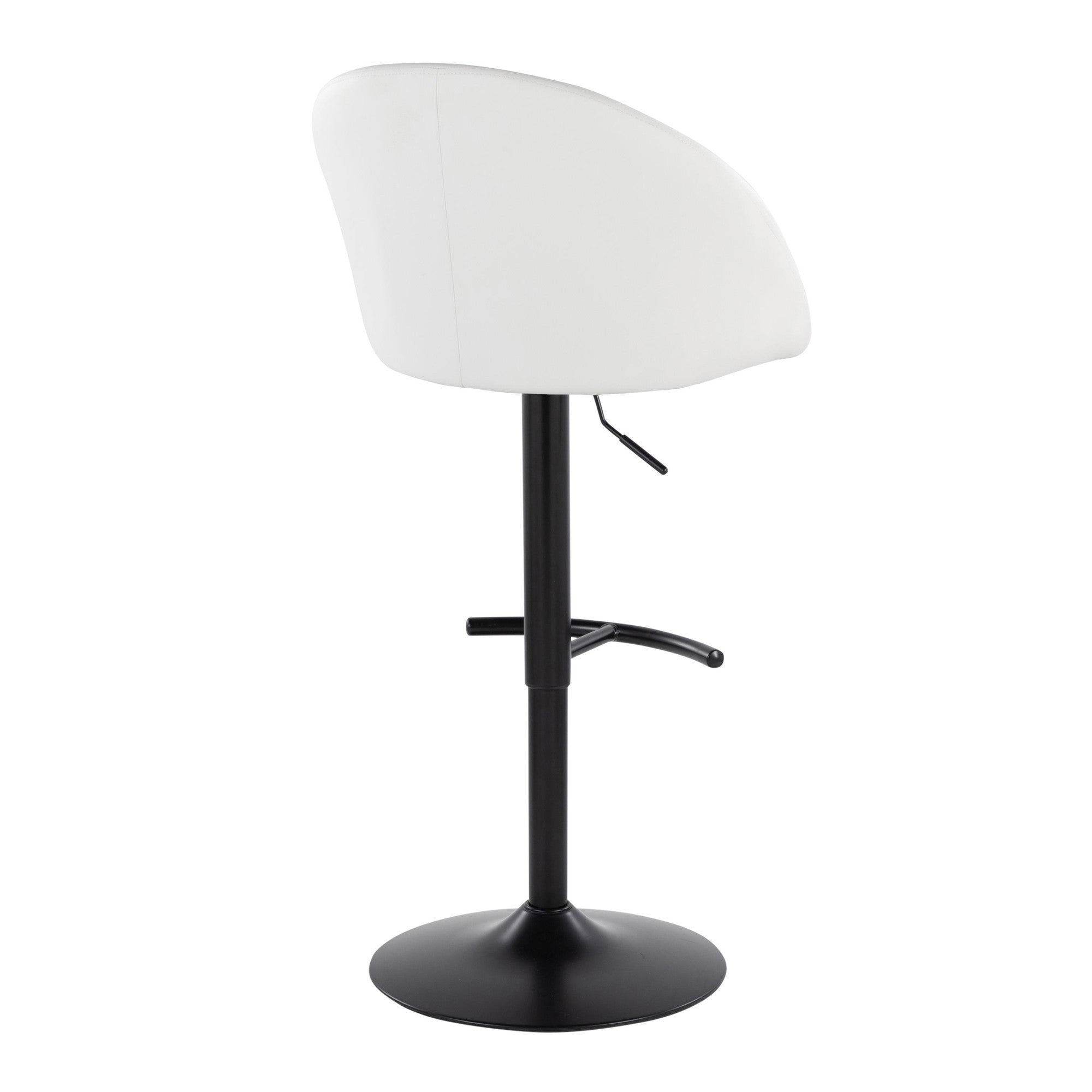 Matisse High Back Adjustable Barstool - Set of 2 - Black Metal, White PU