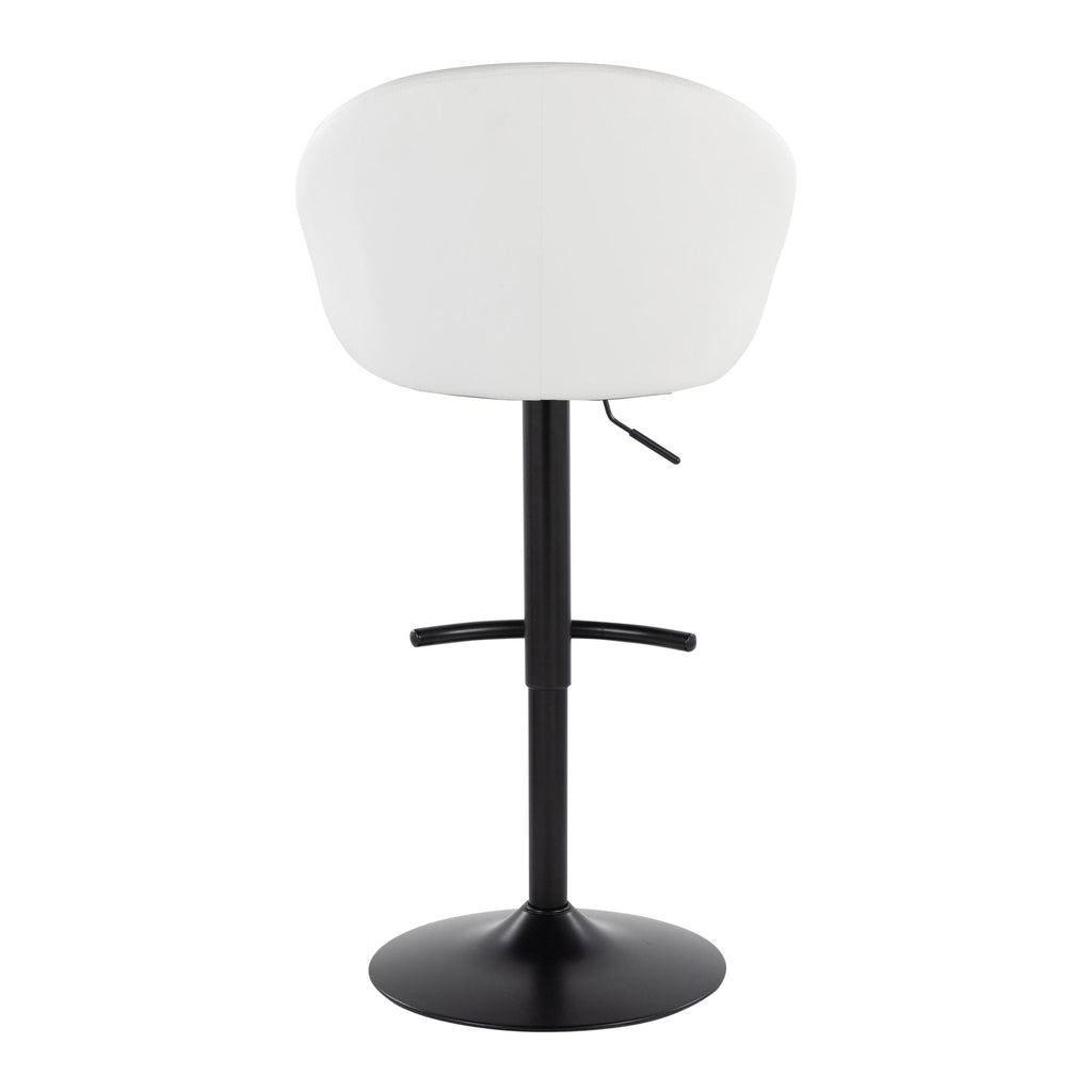 Matisse High Back Adjustable Barstool - Set of 2 - Black Metal, White PU