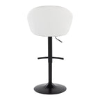 Matisse High Back Adjustable Barstool - Set of 2 - Black Metal, White PU