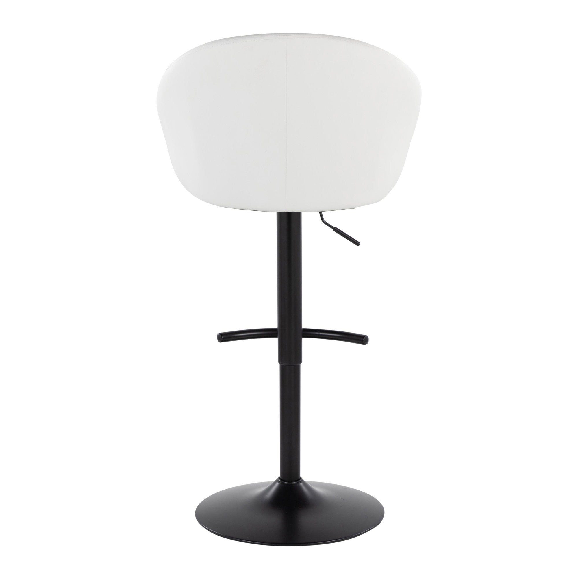 Matisse High Back Adjustable Barstool - Set of 2 - Black Metal, White PU