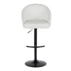 Matisse High Back Adjustable Barstool - Set of 2 - Black Metal, White PU