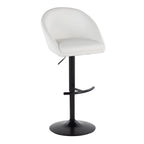 Matisse High Back Adjustable Barstool - Set of 2 - Black Metal, White PU