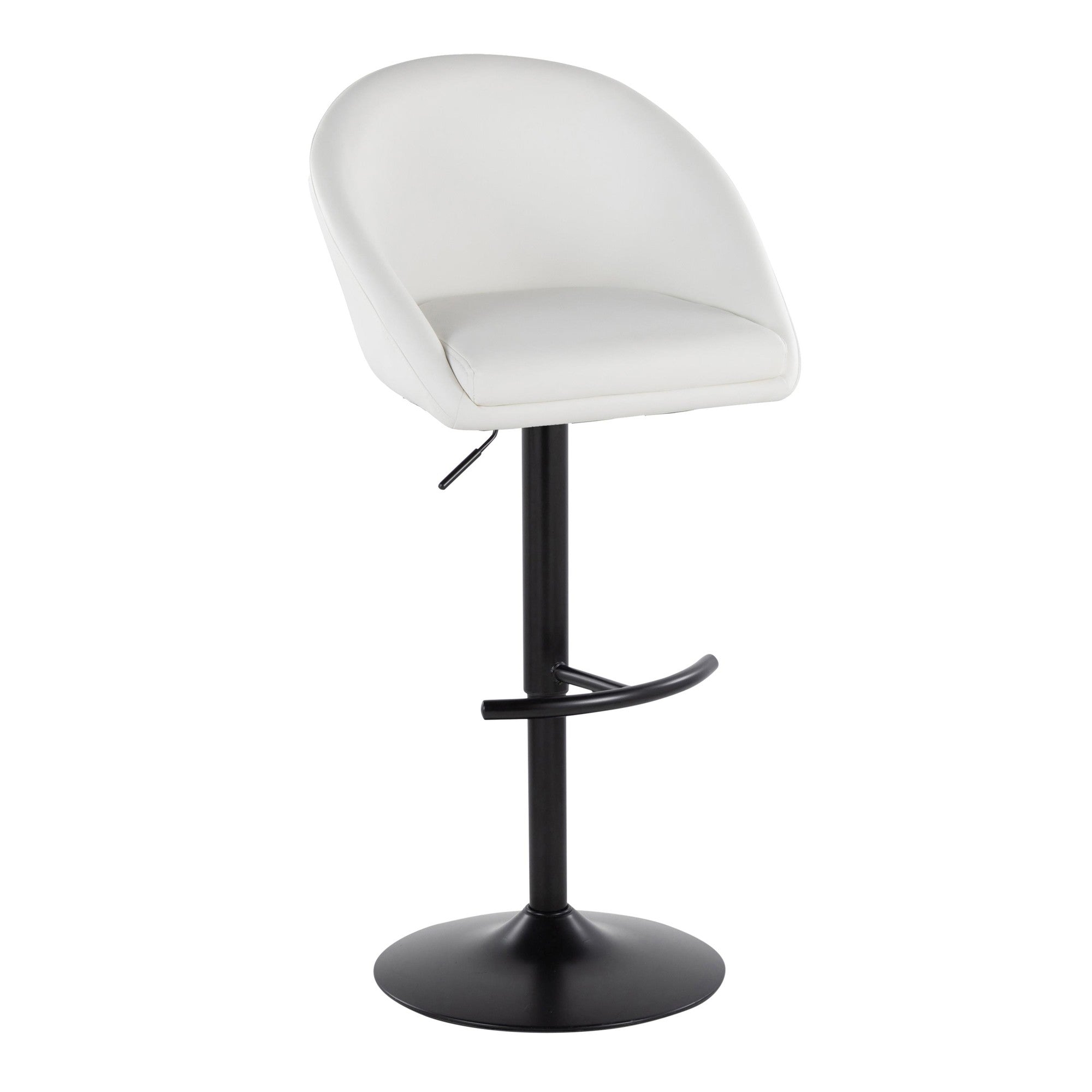 Matisse High Back Adjustable Barstool - Set of 2 - Black Metal, White PU