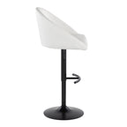 Matisse High Back Adjustable Barstool - Set of 2 - Black Metal, White PU