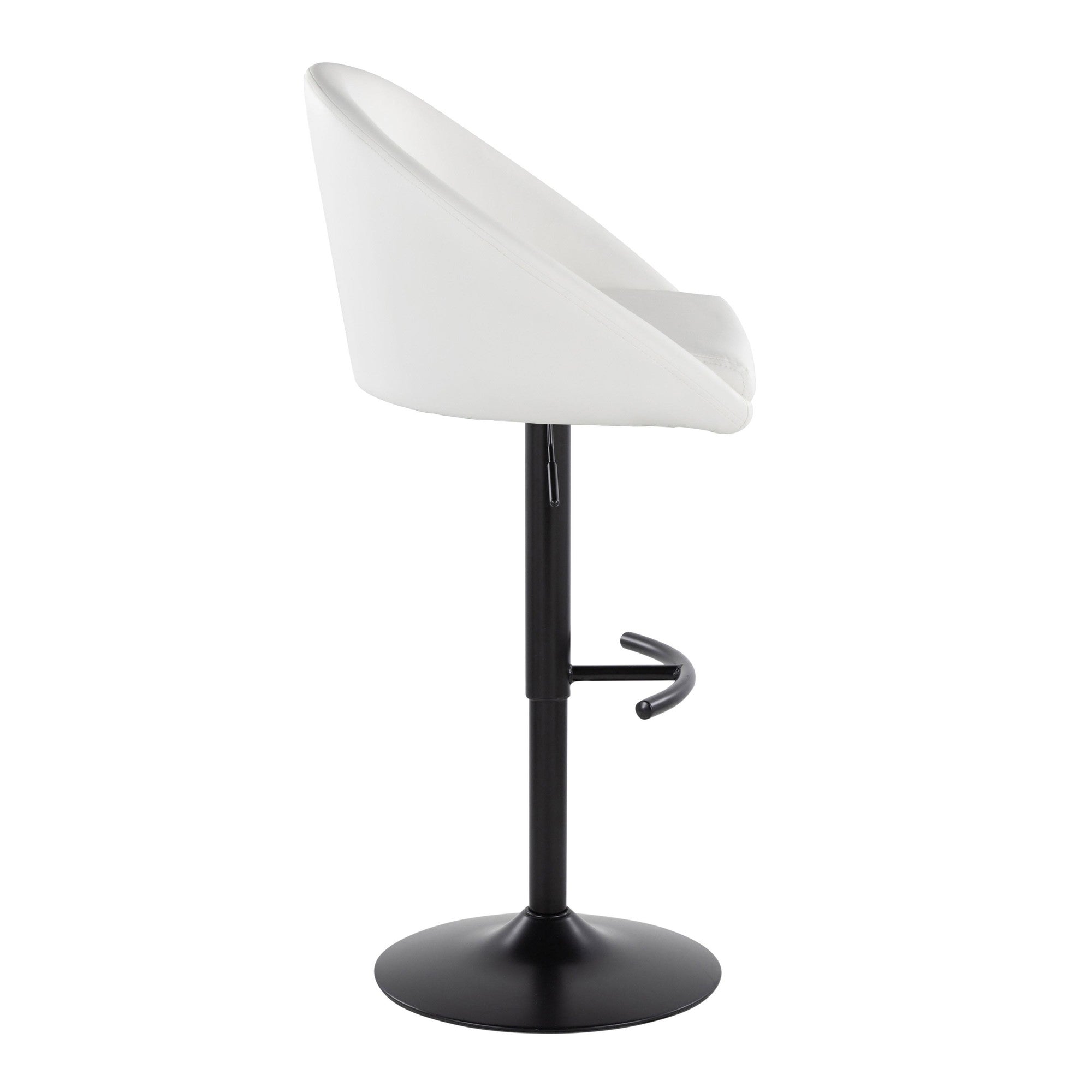 Matisse High Back Adjustable Barstool - Set of 2 - Black Metal, White PU