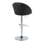 Matisse High Back Adjustable Barstool - Set of 2 - Chrome Metal, Black PU