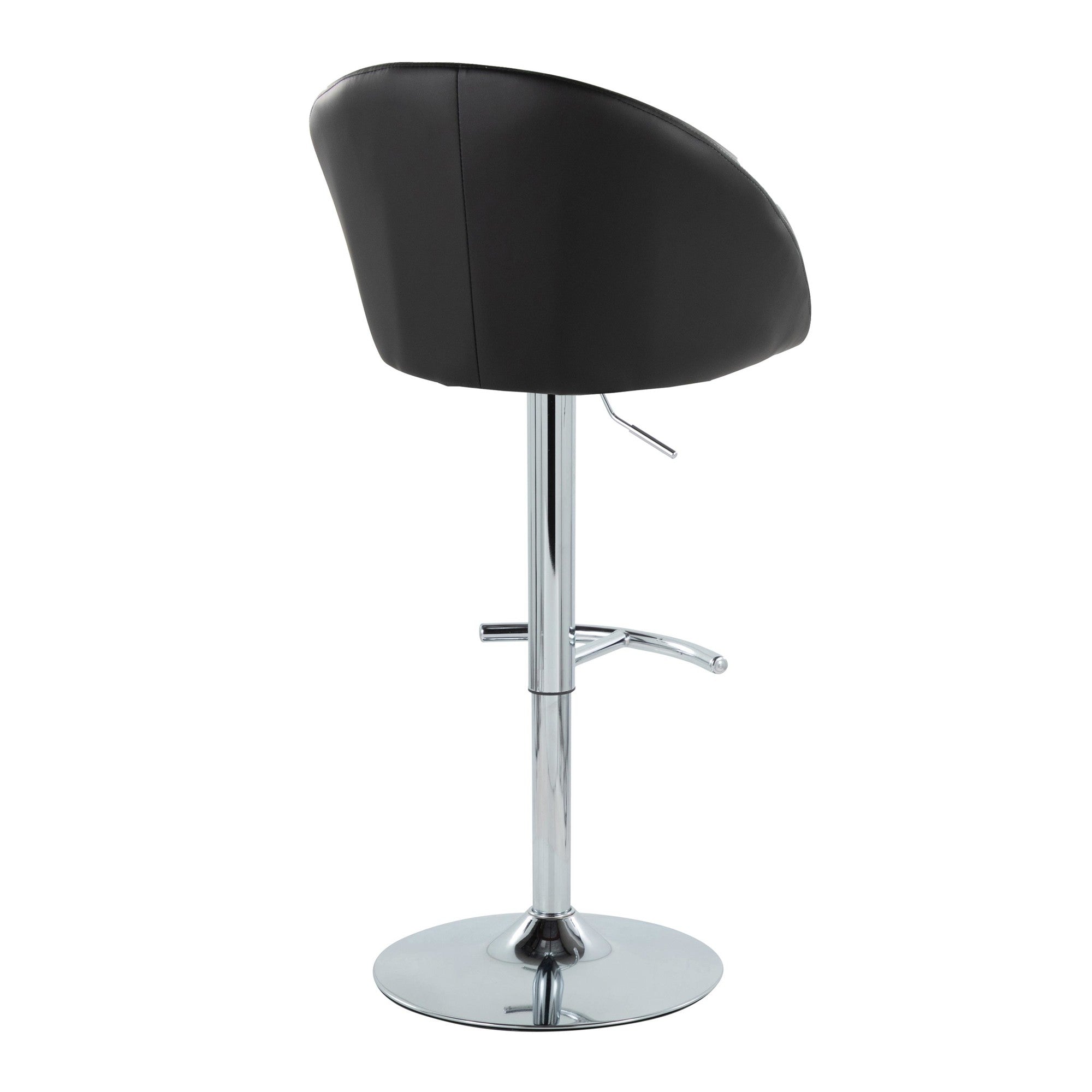 Matisse High Back Adjustable Barstool - Set of 2 - Chrome Metal, Black PU