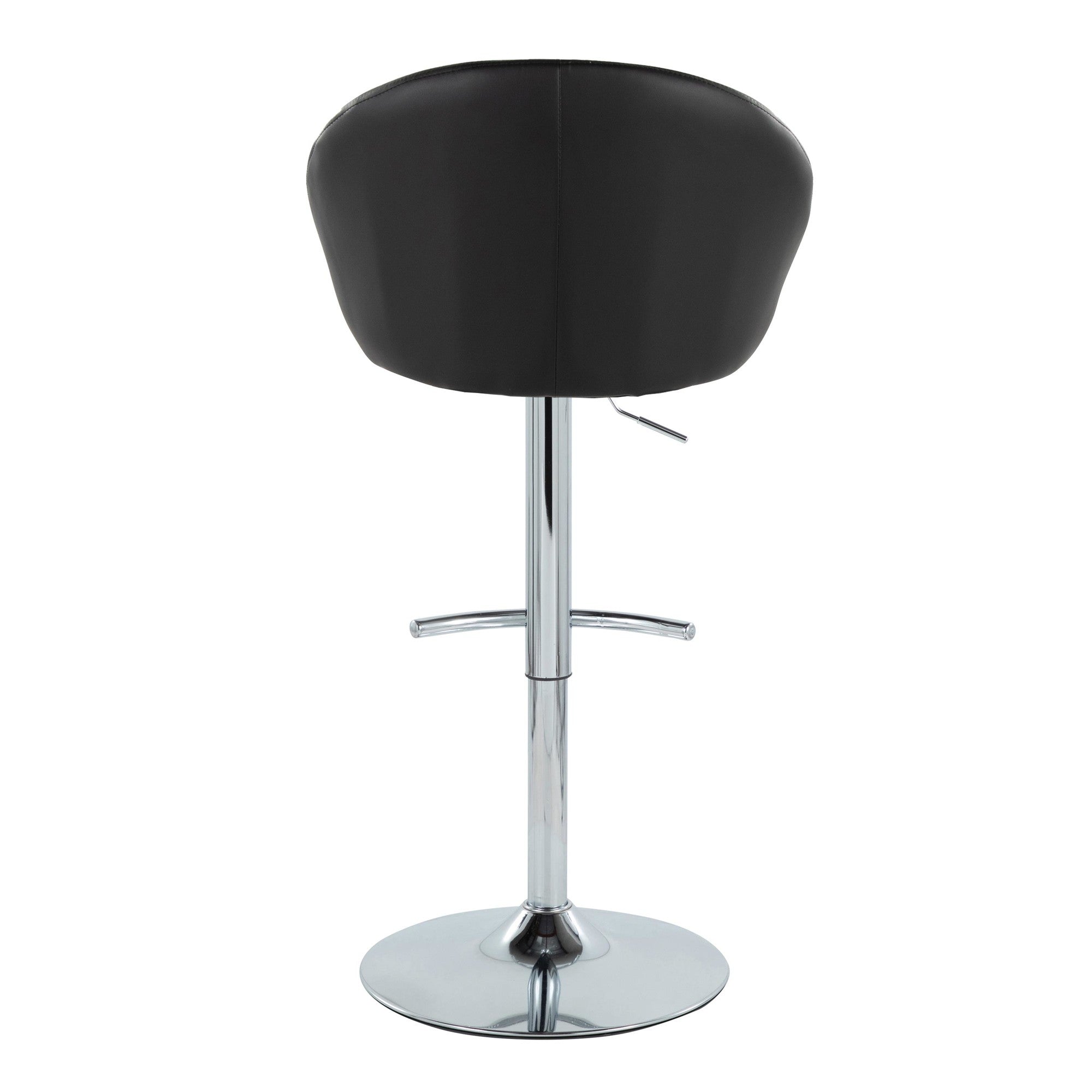 Matisse High Back Adjustable Barstool - Set of 2 - Chrome Metal, Black PU
