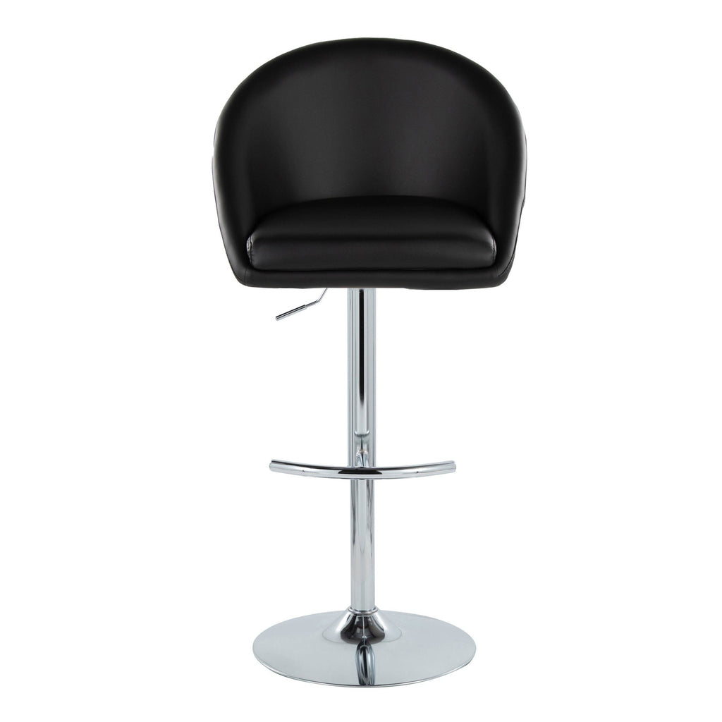 Matisse High Back Adjustable Barstool - Set of 2 - Chrome Metal, Black PU