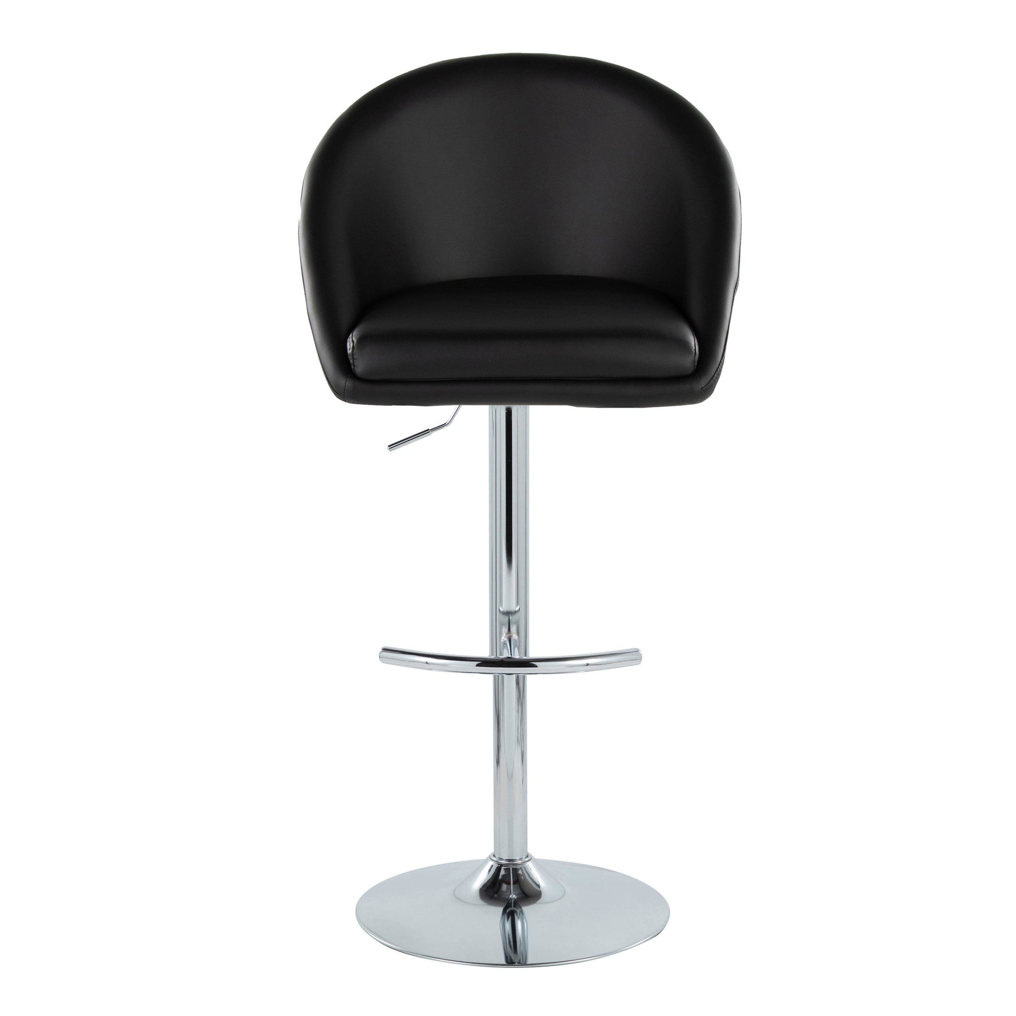 Matisse High Back Adjustable Barstool - Set of 2 - Chrome Metal, Black PU