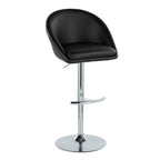 Matisse High Back Adjustable Barstool - Set of 2 - Chrome Metal, Black PU