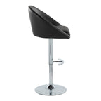 Matisse High Back Adjustable Barstool - Set of 2 - Chrome Metal, Black PU