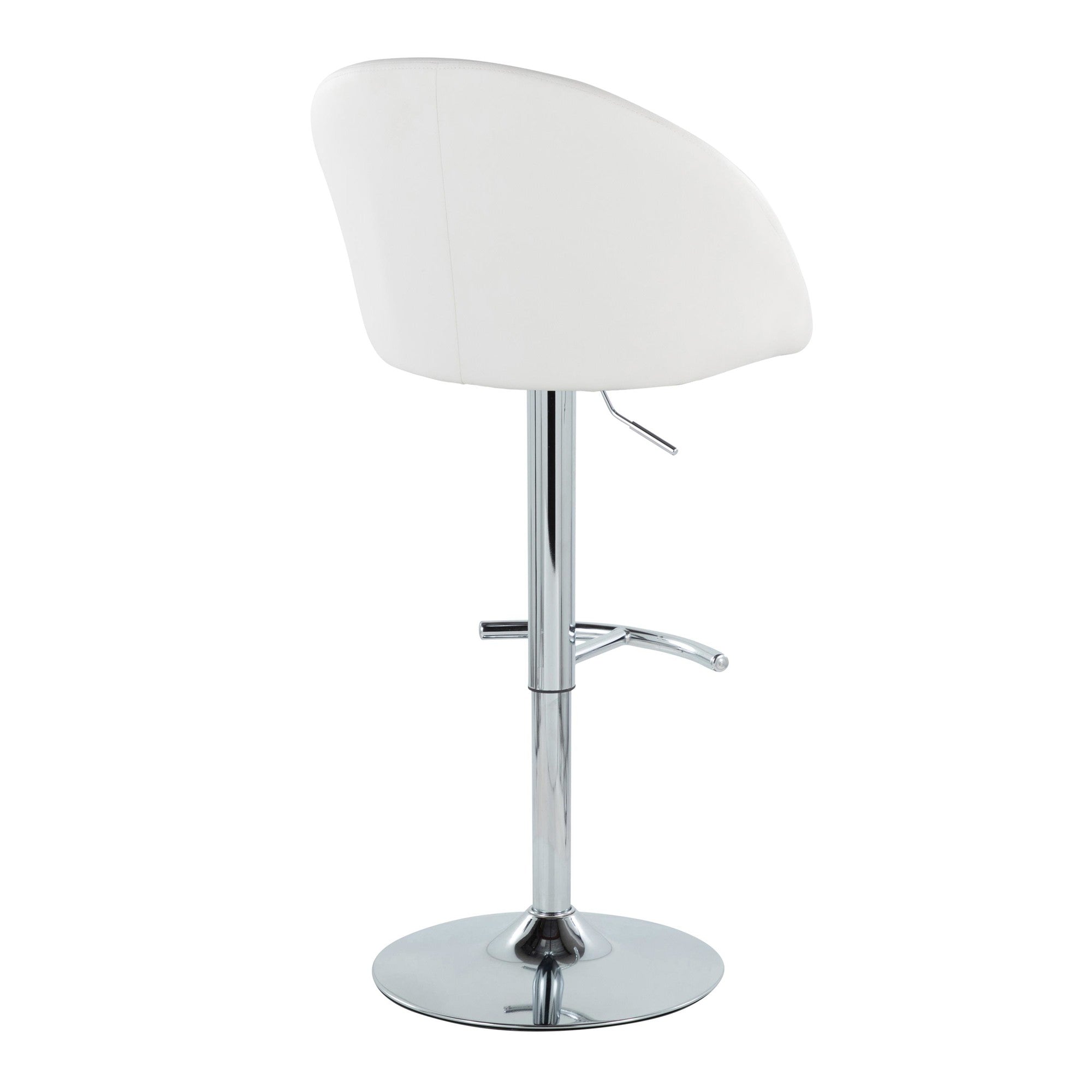 Matisse High Back Adjustable Barstool - Set of 2 - Chrome Metal, White PU