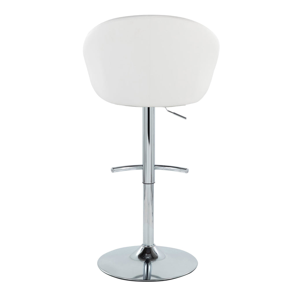 Matisse High Back Adjustable Barstool - Set of 2 - Chrome Metal, White PU