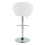 Matisse High Back Adjustable Barstool - Set of 2 - Chrome Metal, White PU