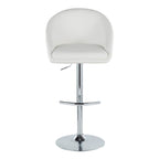 Matisse High Back Adjustable Barstool - Set of 2 - Chrome Metal, White PU