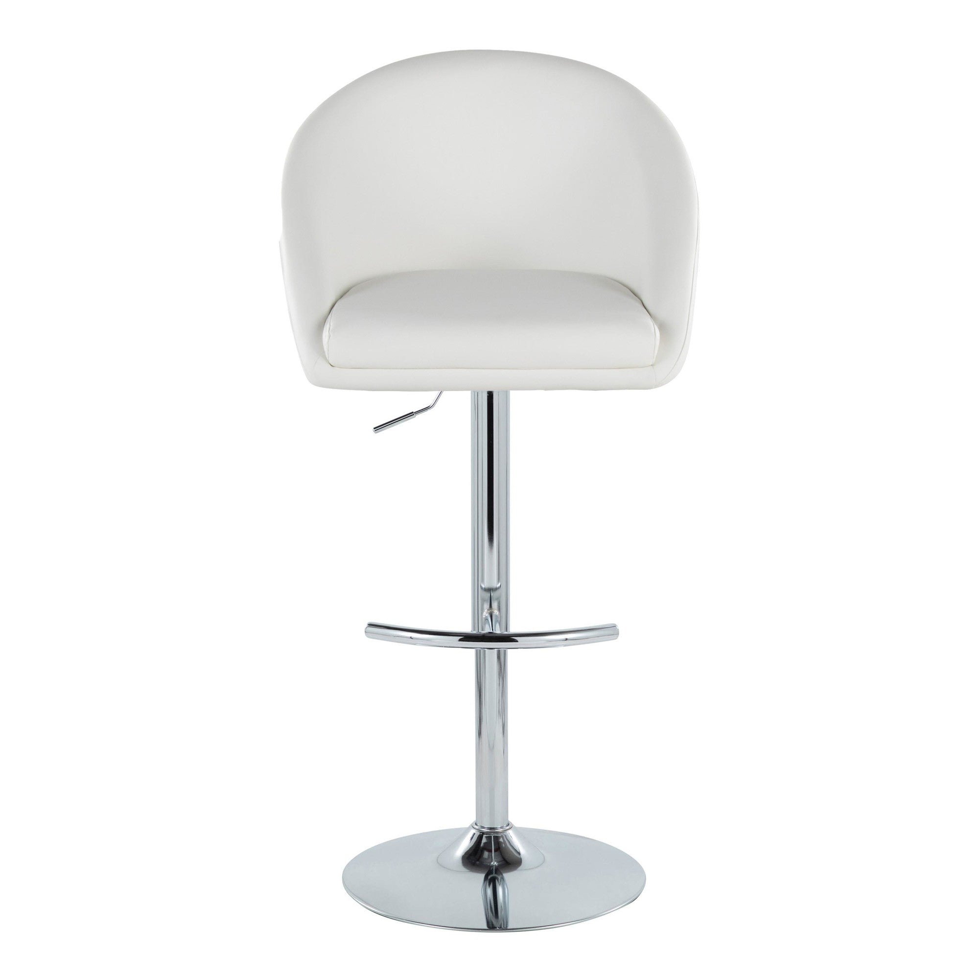 Matisse High Back Adjustable Barstool - Set of 2 - Chrome Metal, White PU