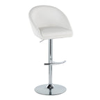 Matisse High Back Adjustable Barstool - Set of 2 - Chrome Metal, White PU