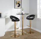 Posh Adjustable Barstool - Set of 2 - Gold Metal, Black PU