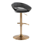 Posh Adjustable Barstool - Set of 2 - Gold Metal, Black PU