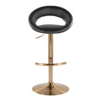 Posh Adjustable Barstool - Set of 2 - Gold Metal, Black PU
