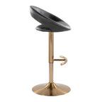 Posh Adjustable Barstool - Set of 2 - Gold Metal, Black PU