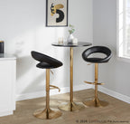 Posh Adjustable Barstool - Set of 2 - Gold Metal, Black PU