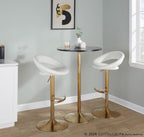 Posh Adjustable Barstool - Set of 2 - Gold Metal, White PU