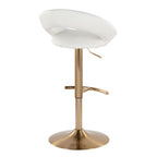 Posh Adjustable Barstool - Set of 2 - Gold Metal, White PU