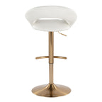 Posh Adjustable Barstool - Set of 2 - Gold Metal, White PU